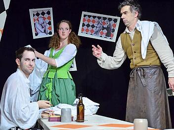 Daniel Schwingel (links), Iris Faber und Ingo Pfeiffer in "Die Mitschuldigen" Foto: Sebastian Worch