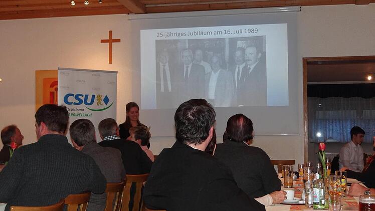 Das jüngste Mitglied der Pfarrweisacher CSU, Annalena Rügheimer (hinten links), hielt bei der Jubiläumsfeier einen kurzen Rückblick auf die letzten 50 Jahre des Ortsverbandes. Foto: Johanna Eckert