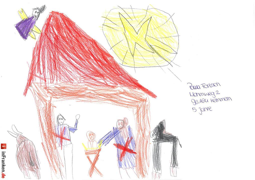 Selbstgemalte Weihnachtsbilder von Kindern aus Franken 2016