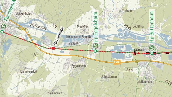 Planskizze vom geplanten Streckenausbau zwischen Strullendorf und Eggolsheim.  Foto: p