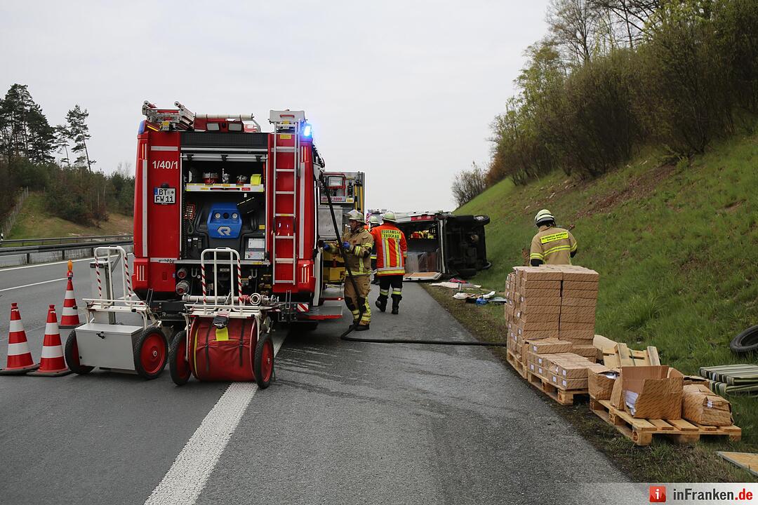 Kleintransporter kracht bei Bayreuth in Lkw – Fahrer eingeklemmt