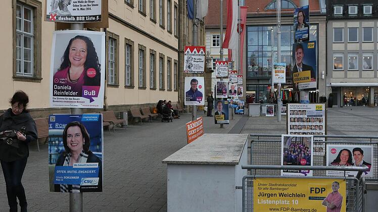 Eine Flut an Wahlplakaten überschwemmt derzeit Bamberg.  Foto: Matthias Hoch