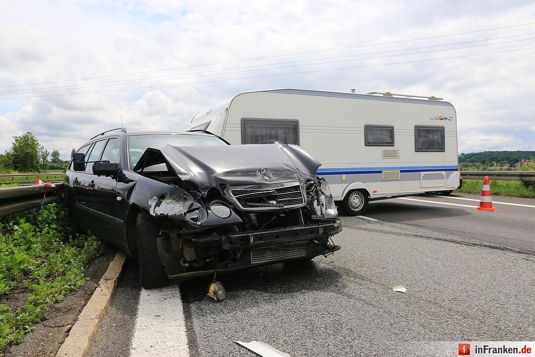 Wohnwagenunfall auf A70 bei Viereth