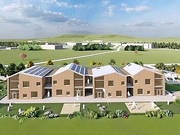 So soll der Neubau der Hirschaider Kita Mikado aussehen. Auf 1830 Quadratmetern werden bis zu 136 Kinder Platz finden.