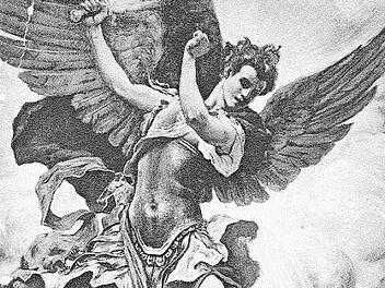 Das Altarbild in der Stadtsteinacher Kirche zeigt, wie der Erzengel Michael das Böse in der Person Luzifers in die Hölle verbannt. Das Wissen um das Leben des Künstlers Colombo Max verstärkt beim Betrachter dessen Wirkung noch mehr als zuvor. Foto: Siegfried Sesselmann