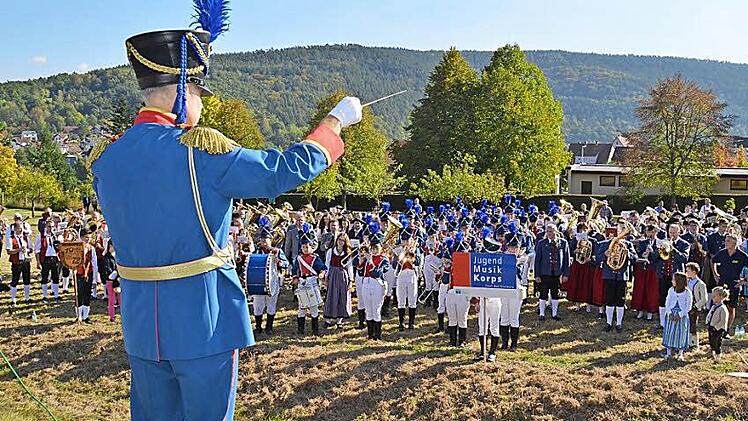 Musik und Sonnenschein: Dirigiert wird der Massenchor mit über 300 Musikern von Stadtmusikdirektor Bernd Hammer, der auch das Jugendmusikkorps anleitet. Fotos: Kathrin Kupka-Hahn