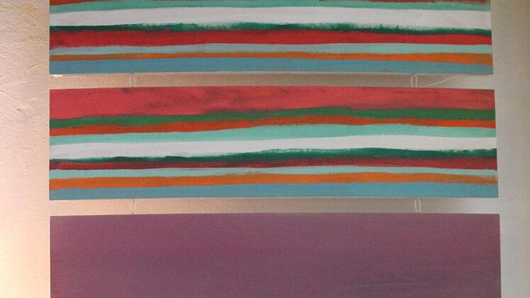 Rosa &Auml;pfel - ein Spiel von Konkretion und Figuration, bietet G&uuml;nther dem Betrachter in diesem Bildobejekt.