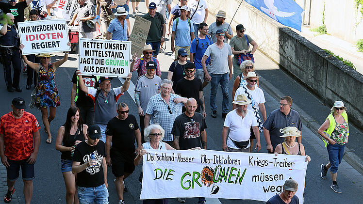 Riesige Anti-Grünen-Demo in Aschaffenburg: Mann zeigt Hitlergruß - Polizei verhindert Eskalation