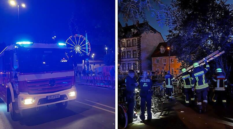 Bei der Erlanger Bergkirchweih ist ein Mann in die Schwabach gefallen. Feuerwehr und Wasserrettung griffen ein.