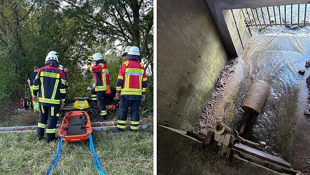 Scherneck/Untersiemau: Feuerwehr retten Mann aus Schacht