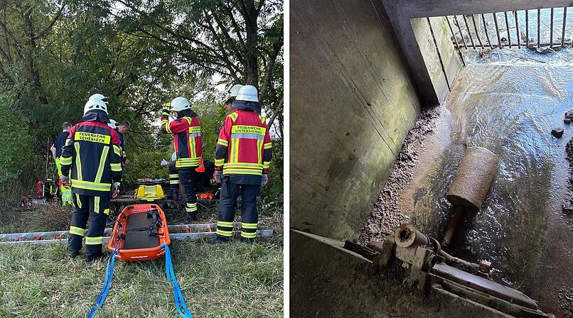 Scherneck/Untersiemau: Feuerwehr retten Mann aus Schacht