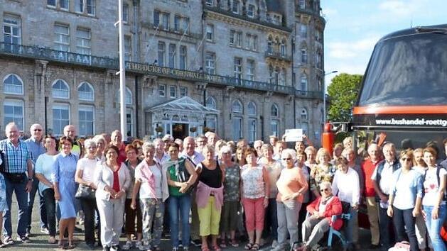 Die 70-köpfige Reisegruppe des Obst- und Gartenbauvereines Kupferberg in Plymouth Foto: Klaus-Peter Wulf
