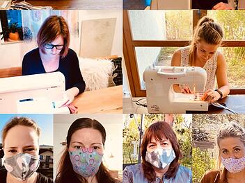 Fleißig beim Nähen - sie helfen mit, die Corona-Krise zu überstehen. Fotocollage:privat