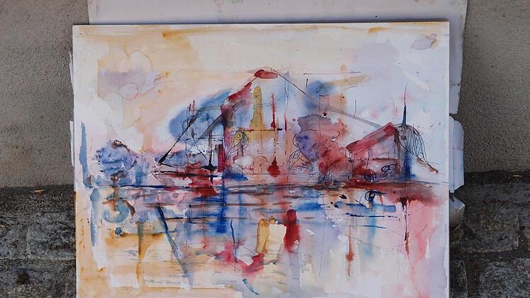 Diese Aquarell von Ülfet Olgun setzt auf den Reiz verfließender Farben.