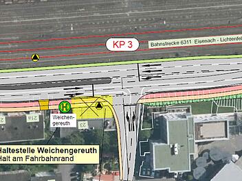 Detail aus dem Ausbaukonzept des Staatlichen Bauamts Bamberg für die B4 in Coburg: An der Samuel-Schmidt-Straße würde eine Ampel den Verkehr regeln. Grafik: Staatliches Bauamt Bamberg/Gemeinde Ahorn