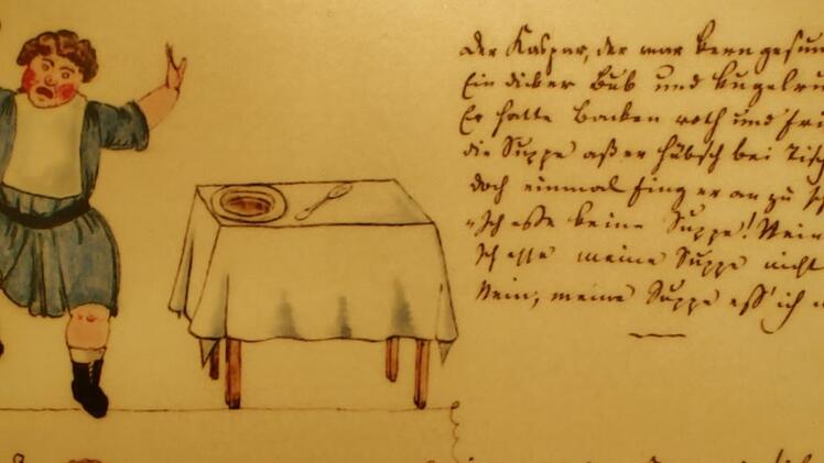 Der Suppenkaspar im Originalversion mit Sütterlinschrift von 1844 Repro: Werner Vogel