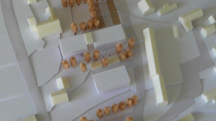 Das Modell der geplanten neuen Wohnbebauung in der Straße "Am Bühl". Foto: Klaus-Peter Wulf