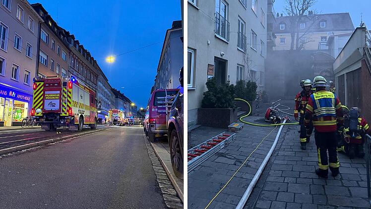Brand in Würzburger Altstadt - Straßenbahnverkehr unterbrochen