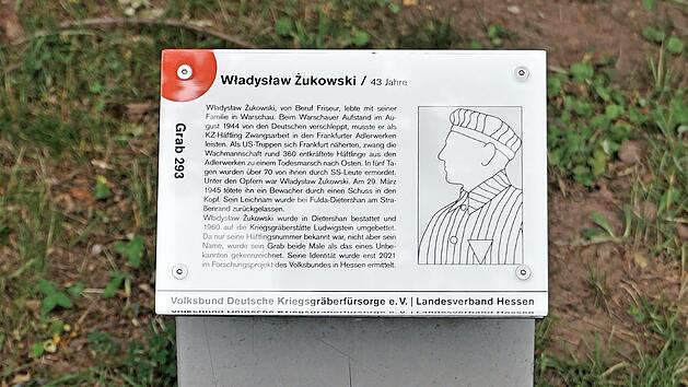 Unser Foto zeigt die Stele, die heute in der Kriegsgr&auml;berst&auml;tte in Ludwigstein an den bei Dieteershan ermordeten Władysław Zukowski erinnert.