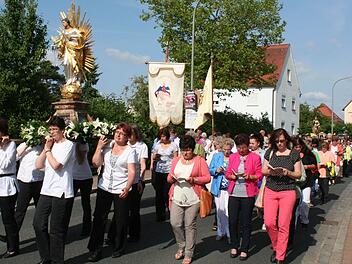 Mehrere Gruppen trugen die Figuren von Heiligen durch Höchstadts Straßen. Foto: Evi Seeger