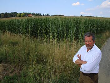 Wo jetzt noch Mais wächst, soll Ende des Jahres bereits ein Solarpark stehen. Udo Petzoldt (Foto) ist von der Idee wenig begeistert. Foto: Jürgen Gärtner