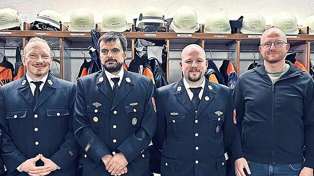 Der neue Vorstand der Freiwilligen Feuerwehr Winkels (von links): Carolin Maul, Alexander St&ouml;cker, Andreas M&uuml;ller, Christian Tews, Daniel Maul und Joachim Scheiner