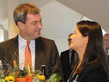 Markus Söder und Christiane Meyer verstanden sich in Ebermannstadt ausgezeichnet.  Foto: Carmen Schwin