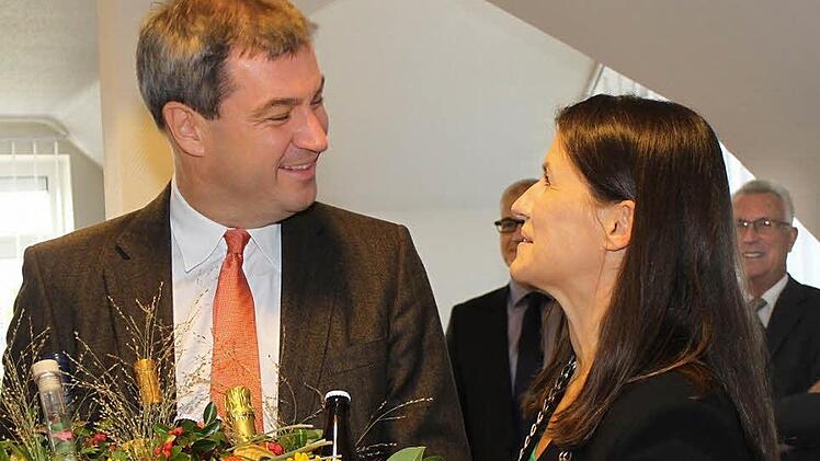 Markus Söder und Christiane Meyer verstanden sich in Ebermannstadt ausgezeichnet.  Foto: Carmen Schwin