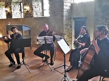 Das Quartett "Risonare Wien" mit (von links) Verena Fischer (Traversflöte), Franz-Peter Fischer (Violine), Christiane Bruckmann-Hiller (Viola) und Jörg-Ulrich Krah (Cello).