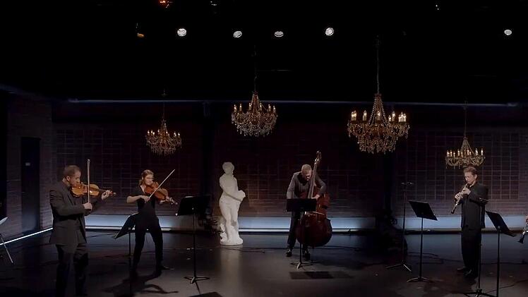 Musiker des Philharmonischen Orchesters gestalten die neue Folge von "Klassik am Sonntag".Screenshot: Landestheater Coburg