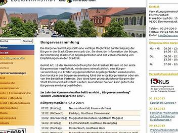 So sah die Ebermannstadter Internetseite am Donnerstag um 16.30 Uhr aus.Repro: FT
