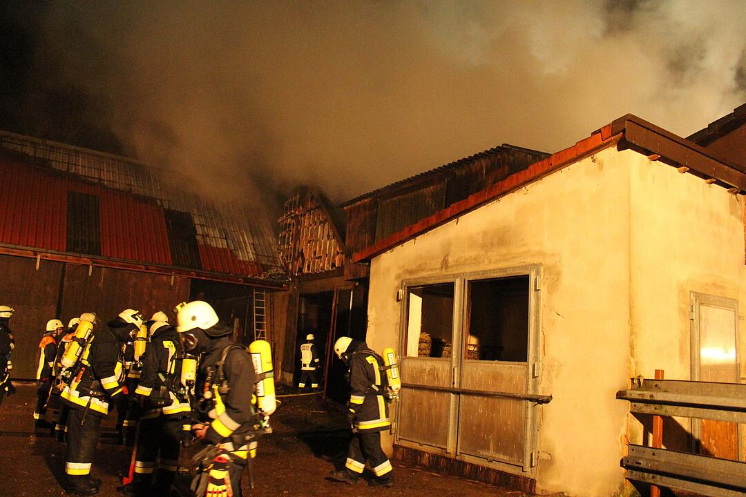 Scheune im Kreis Bayreuth in Flammen: über 100 Tiere vor Flammen gerettet