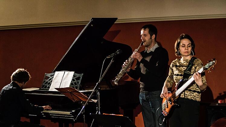 Das Quartett der Kontrabassistin Sina Rien gastierte  mit Christopher Lübeck (Klavier), Christian Patzer (Flöte, Saxofon) und Claas Lausen (Schlagzeug).Foto: Jochen Berger