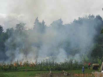 Ein Getreidefeld brannte am Samstag bei Gelbsreuth in der Gemeinde Wonsees.  Foto: Landfried