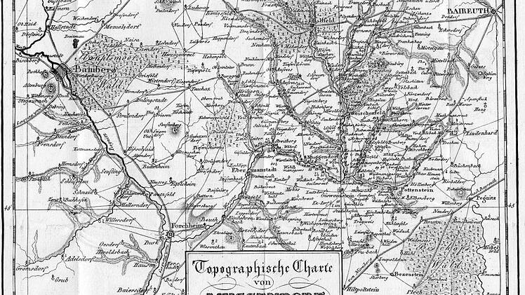 Die Karte, die hinten im Buch eingebunden war und bis nach Bamberg reichte Repro: Reinhard Löwisch