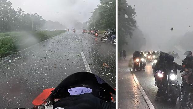 Bamberg: Heftiges Unwetter beim "Toy Run" - Starkregen und Hagel-Schauer treffen Biker-Kolonne