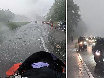 Bamberg: Heftiges Unwetter beim "Toy Run" - Starkregen und Hagel-Schauer treffen Biker-Kolonne
