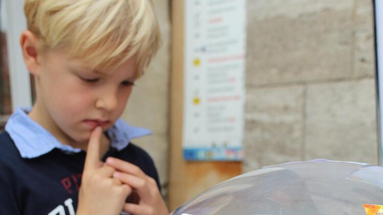 Wie viele Luftballons mögen da wohl drin sein? Der kleine Timo (7) macht sich so Gedanken zu einem Gewinnspiel.