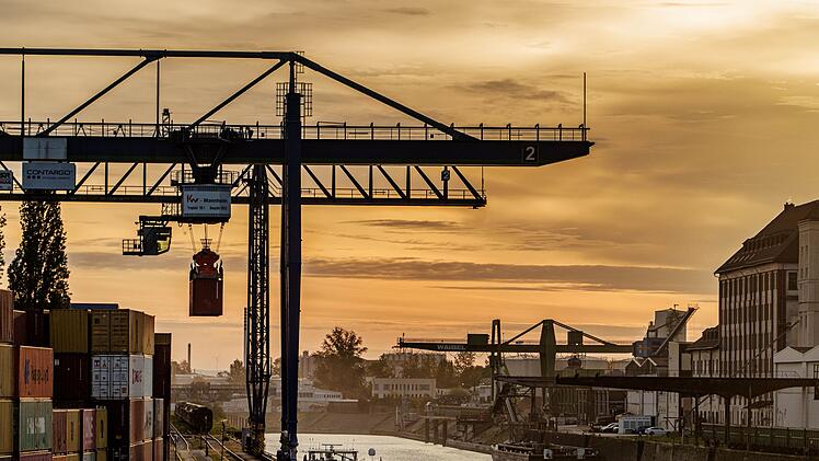 Container werden im Osthafen entladen