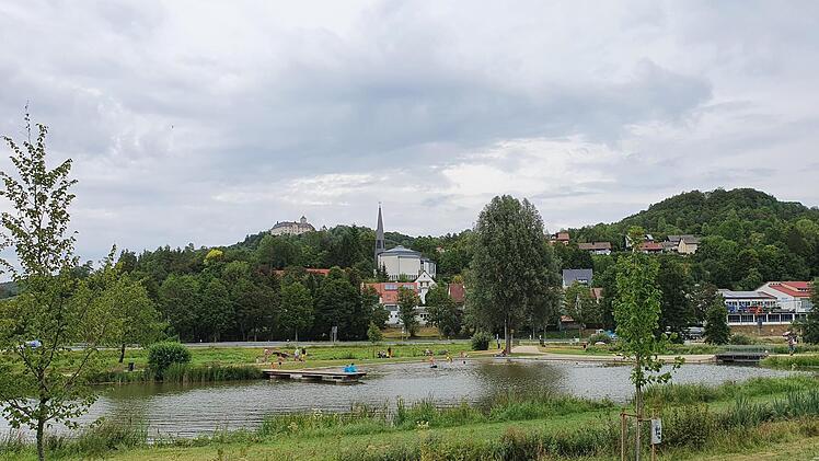 Vom Heiligenstadter See hat man einen schönen Blick zu Schloss Greifenstein und zur Kirche. Doch die Idylle ist gestört.  Foto: Carmen Schwind