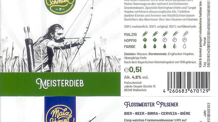 Die Originalbieretiketten der ersten drei  Biere der Brauerei Malzschmied.Susanne Deuerling