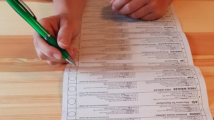 Ewig lang: Um den Europawahl-Stimmzettel  (rund 95 Zentimeter) mit seinen 41 Wahlvorschlägen  durchzuschmökern, benötigt man  einige Zeit. Am Ende ging's um ein Kreuzchen. Eckehard Kiesewetter