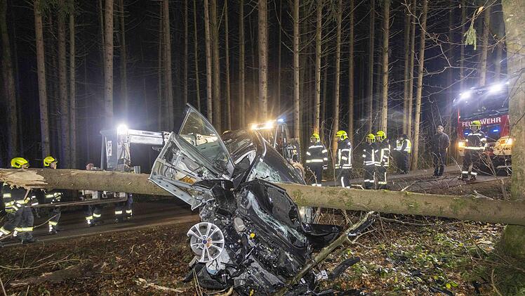 Auto von Baum durchbohrt