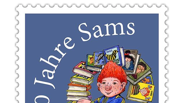 So k&ouml;nnte die Briefmarke aussehen  Grafik: Paul Maar/Micho Haller