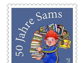 So könnte die Briefmarke aussehen  Grafik: Paul Maar/Micho Haller