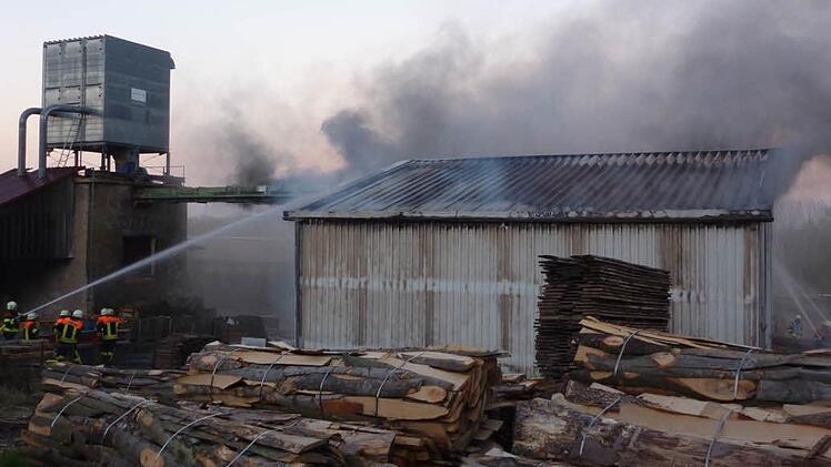 Einer der acht Einsätze der FFW Oberleichtersbach in 2015 war der Brand im Sägewerk in Modlos vor knapp einem Jahr.  Foto: FFW Bad Brückenau