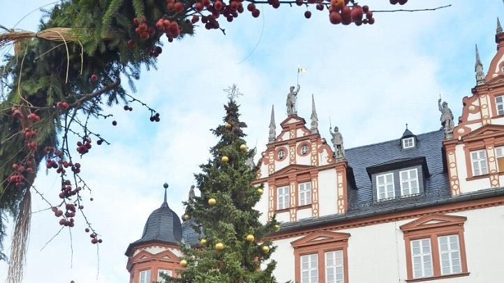 Ein mächtiger Weihnachtsbaum gehörte nicht schon immer zum Coburger Adventsmarkt dazu.  Foto: Rainer Lutz