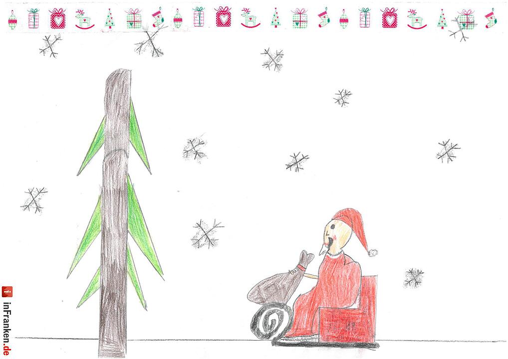 Selbstgemalte Weihnachtsbilder von Kindern aus Franken 2016