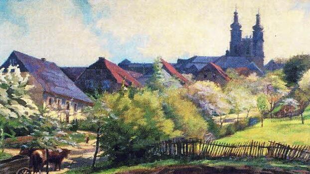 Kloster Banz war eines der Lieblingsmotive der Malerin - so sah sie Banz von ihrem Atelier aus.