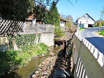 Noch ist keine Lösung für die notwendige Absturzsicherung und Beseitigung der Zufahrtsbrücke in der Himmelkroner Fichtelgebirgsstraße in Sicht.  Foto: Werner Reißaus